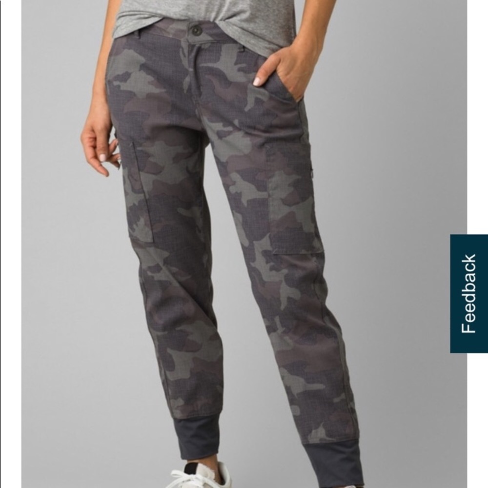 Prana Women's Camo Track Joggers in Gray & Black k416